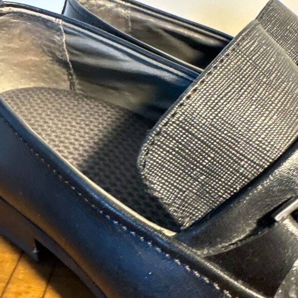 Black Leather Dress Loafers Calvin Klein Slip On Comfort Shoes Size 10 main image 6